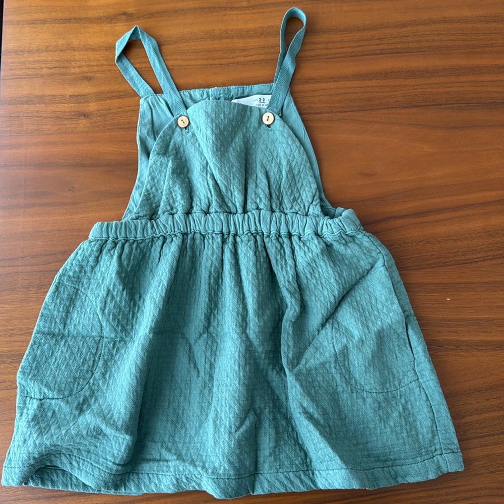 Zara baby green pinafore dress 2-3 years